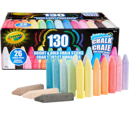 Washable Sidewalk Chalk, 130 Count - US 4908