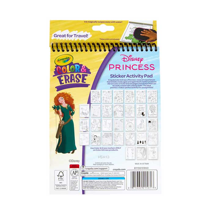 Disney Princess Color & Erase Reusable Sticker Activity Pad - US 3406